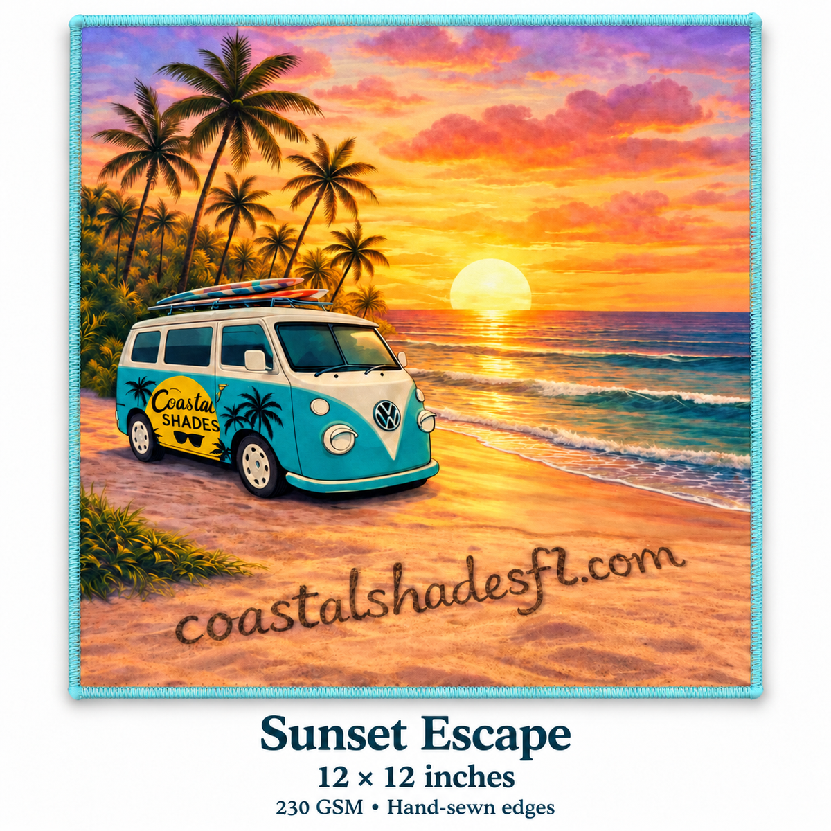 Luxury Microfiber Sunglasses Cleaning Cloth – Sunset Escape 12 × 12 Inches
