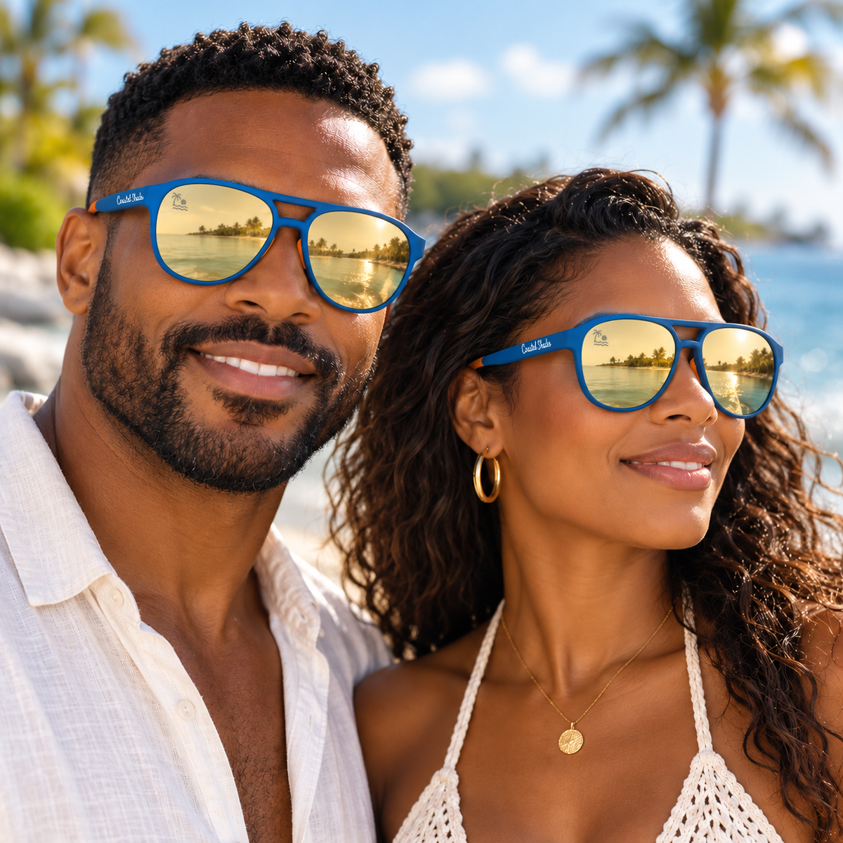 Shore Bound | Blue & Gold Mirror Polarized Aviators