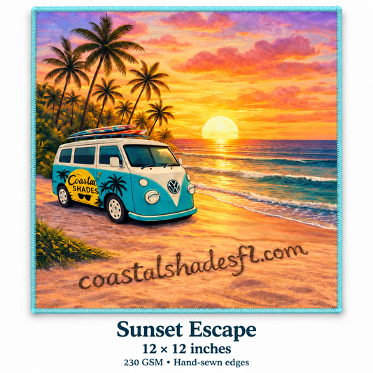 Luxury Microfiber Sunglasses Cleaning Cloth – Sunset Escape 12 × 12 Inches