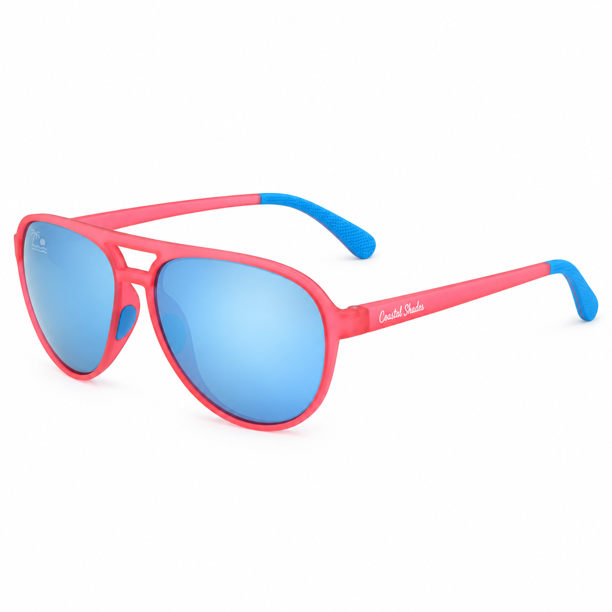 Shore Bound | Coral Pink & Blue Mirror Polarized Aviator