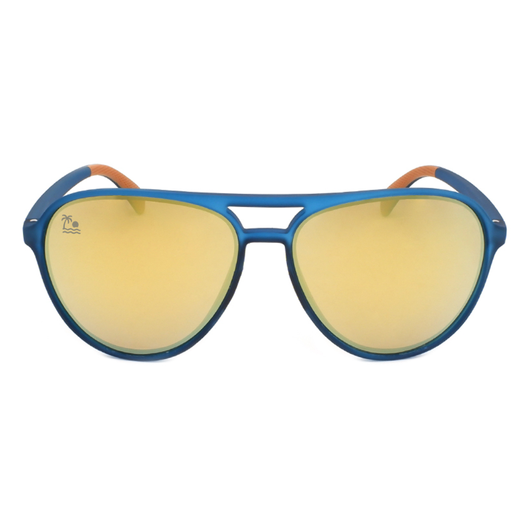 Shore Bound | Blue & Gold Mirror Polarized Aviators