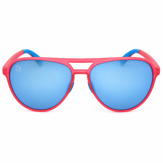 Shore Bound | Coral Pink & Blue Mirror Polarized Aviator